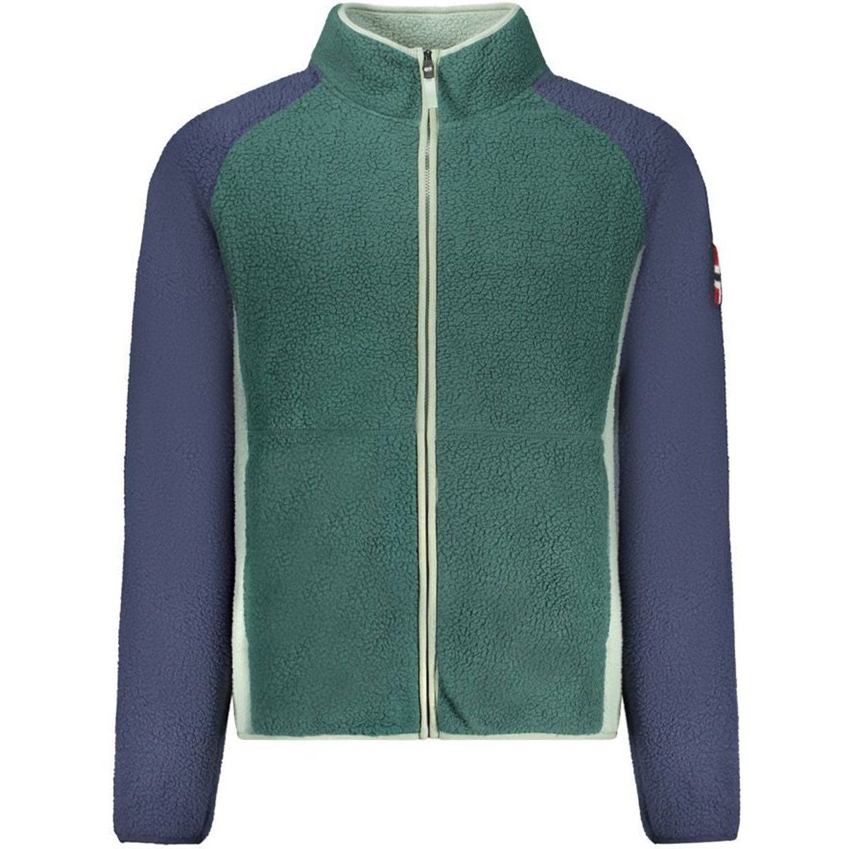 Fleece Jacke mit Reißverschluss und Kontrastärmeln