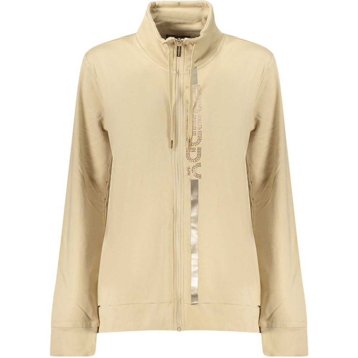 Beige Baumwollmischung Sweatshirt mit Reißverschluss