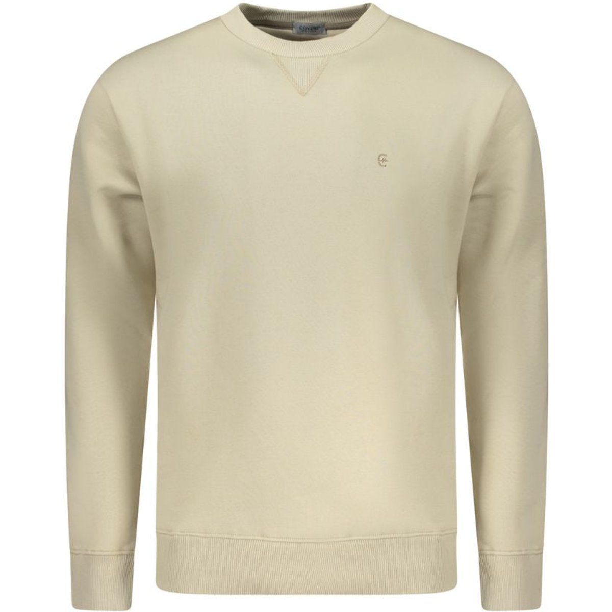 Beiges Baumwollmischung Rundhals-Sweatshirt