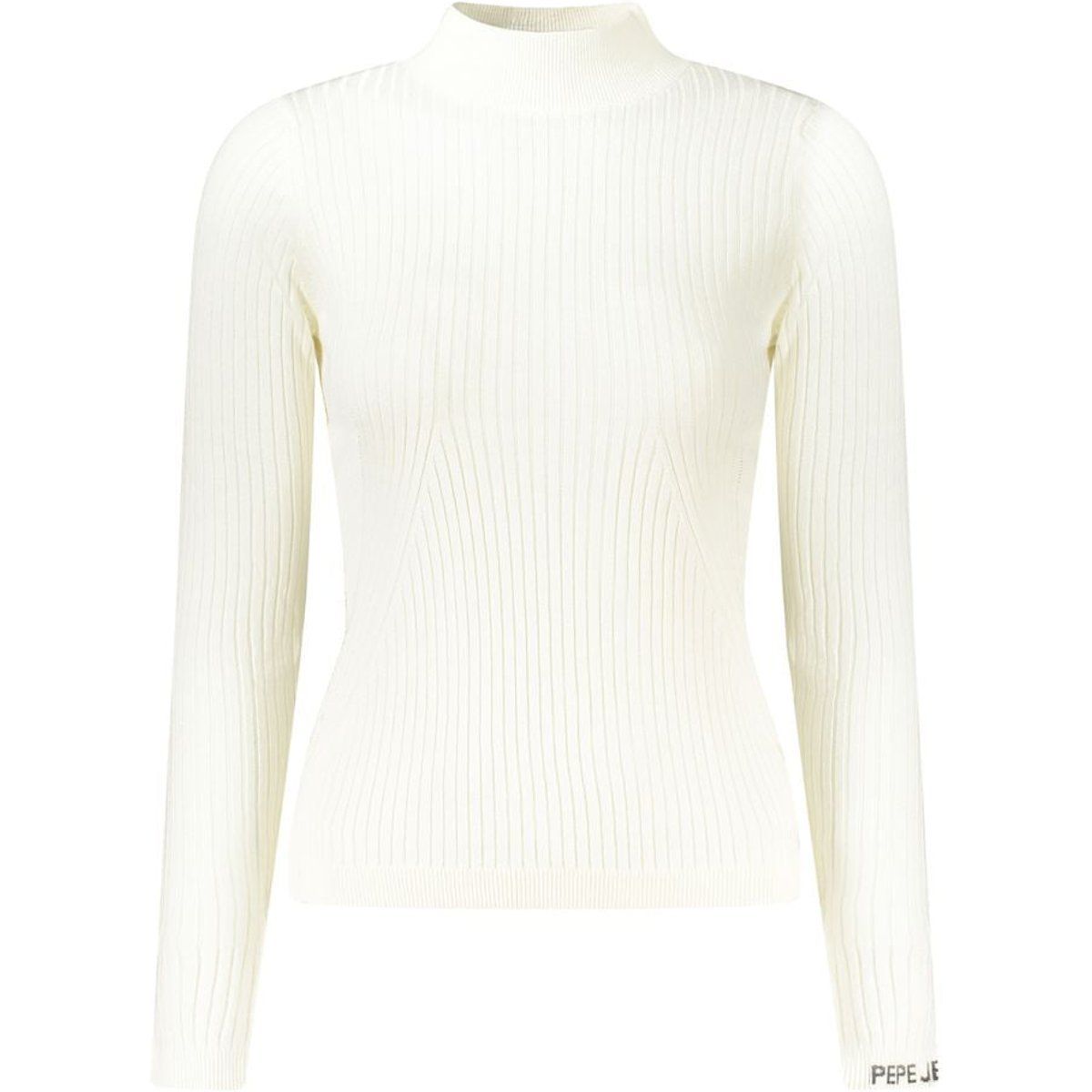 Gerippter Strickpullover mit Stehkragen