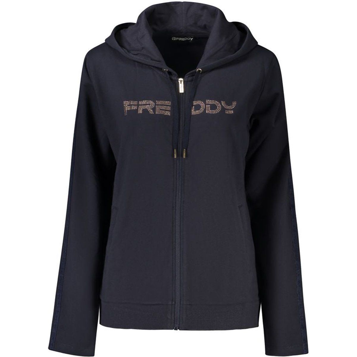 Kapuzenpullover mit Reißverschluss und Strasslogo