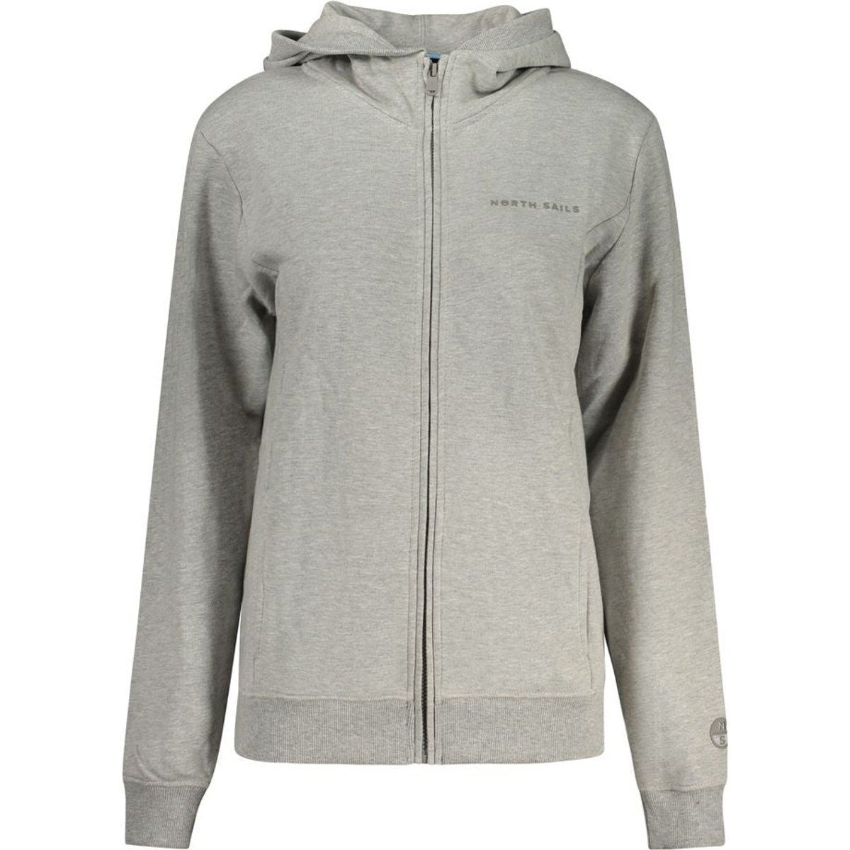 Grauer Damen-Hoodie mit Reißverschluss aus Baumwolle