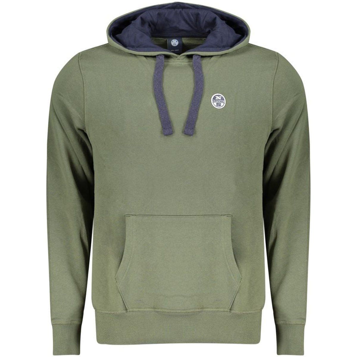Olivgrüner Baumwoll-Jersey-Kapuzenpullover