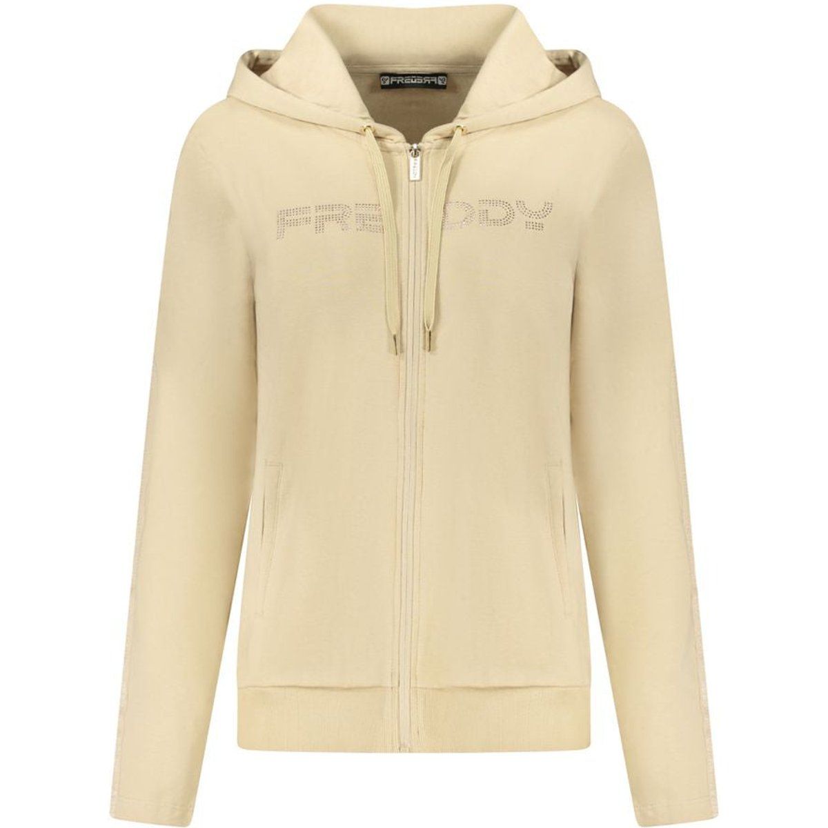 Kapuzenpullover mit Strasslogo und Reißverschluss