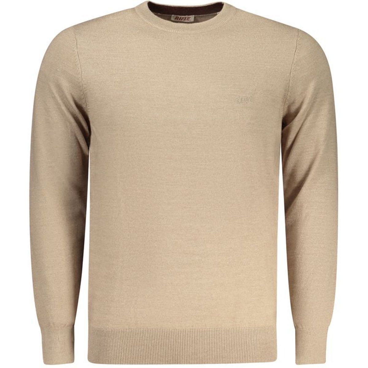 Beige Herrenpullover mit Rundhalsausschnitt