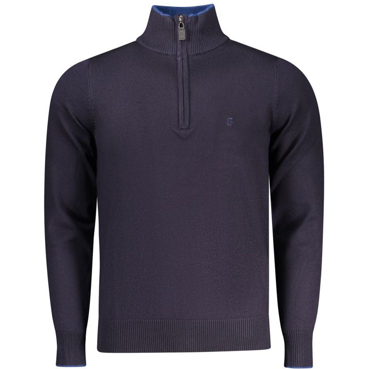 Marineblauer Herren Strickpullover mit halbem Reißverschluss