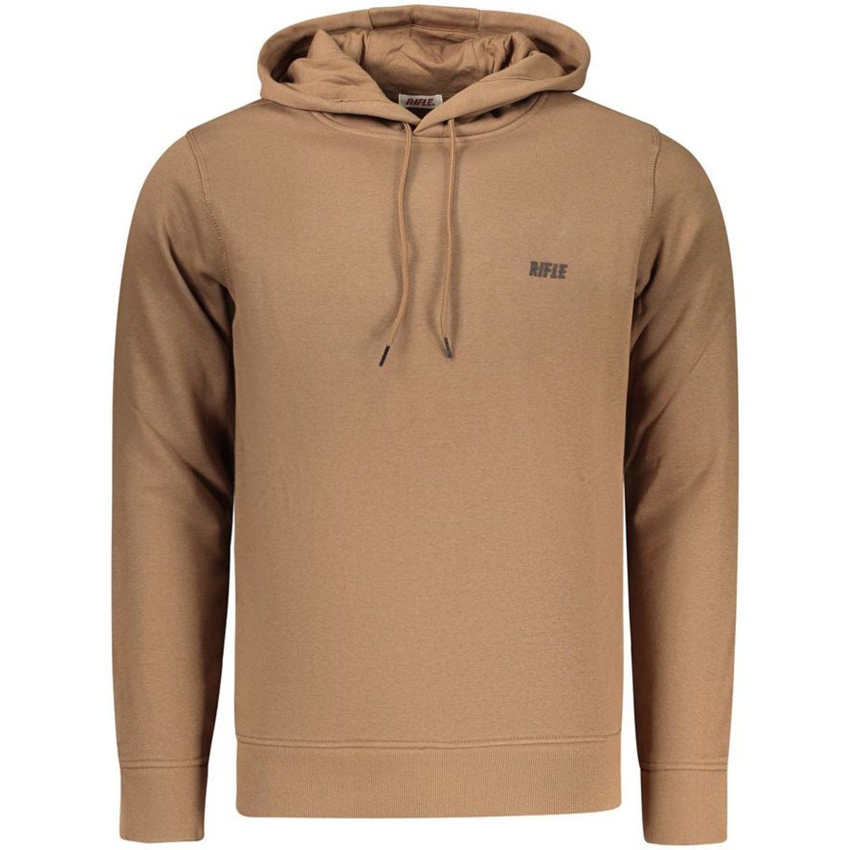 Brauner Baumwollmix-Hoodie mit Logo