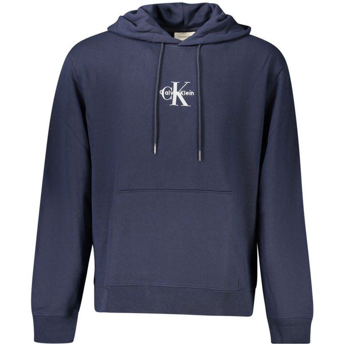 Marineblauer Baumwollmix Logo-Hoodie