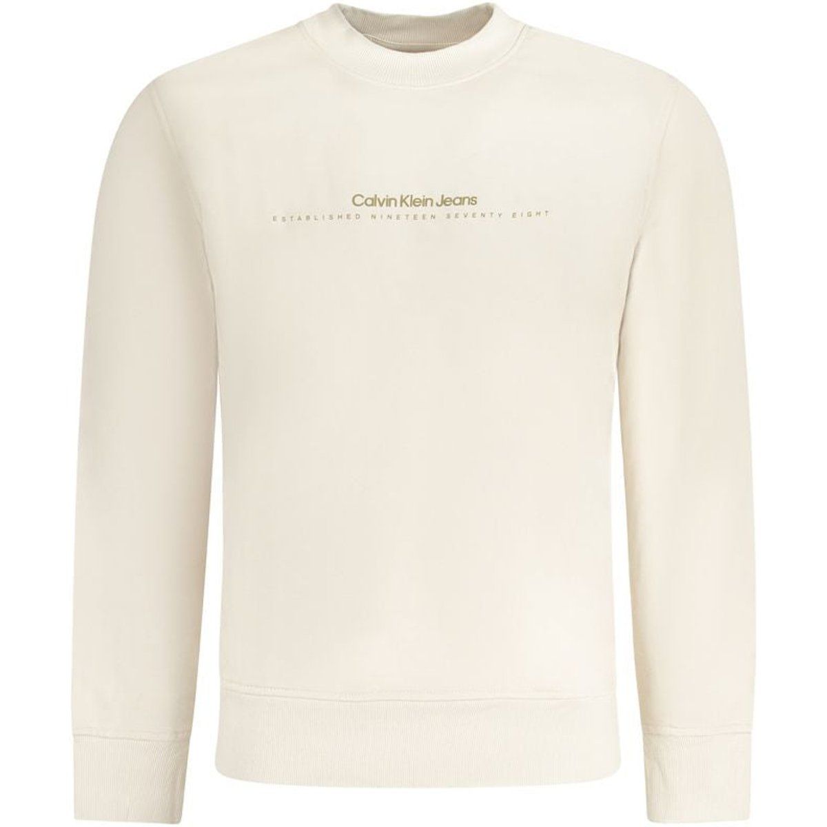 Beige Baumwollmischung Rundhals-Sweatshirt