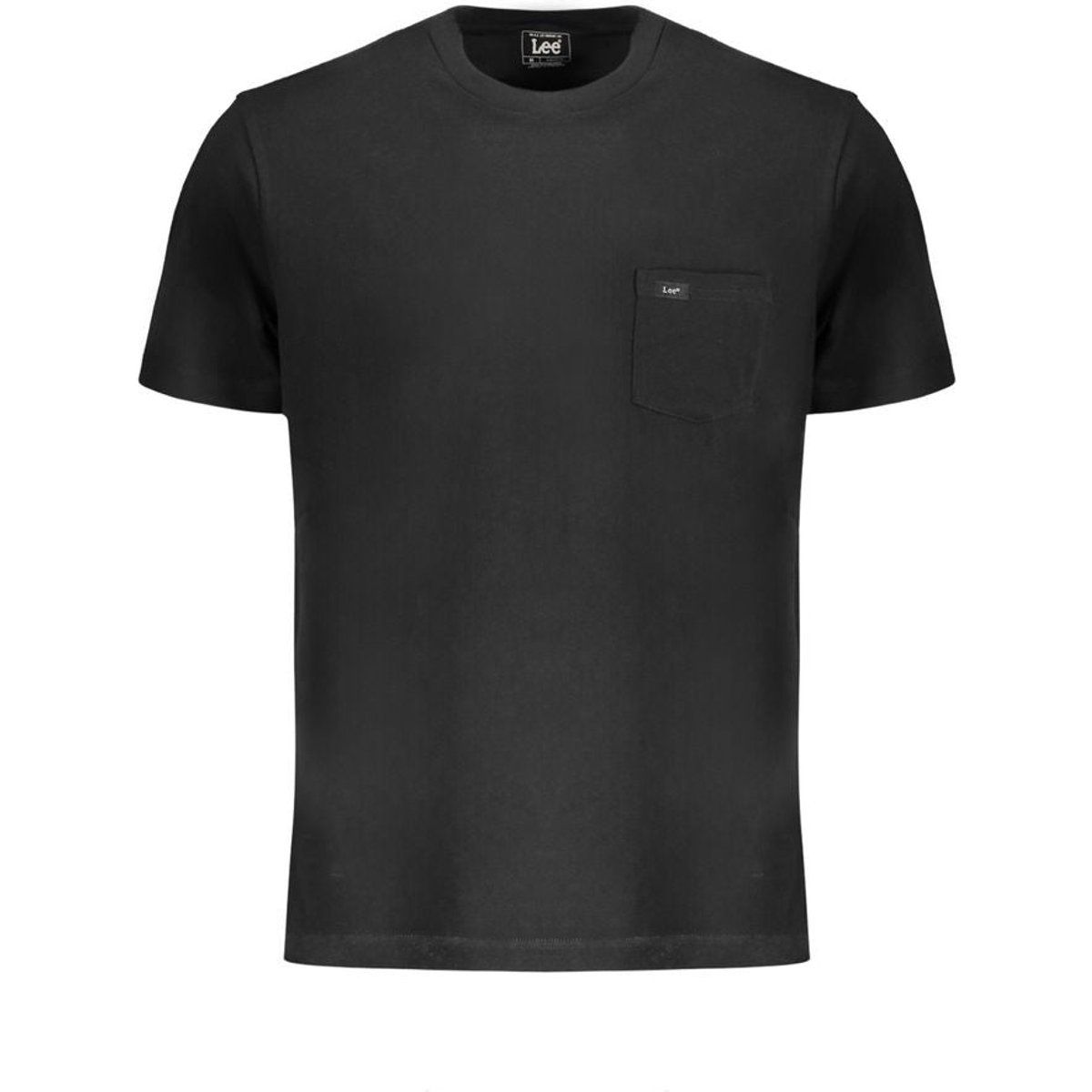 Herren Einfarbiges Schwarzes T-Shirt mit Tasche