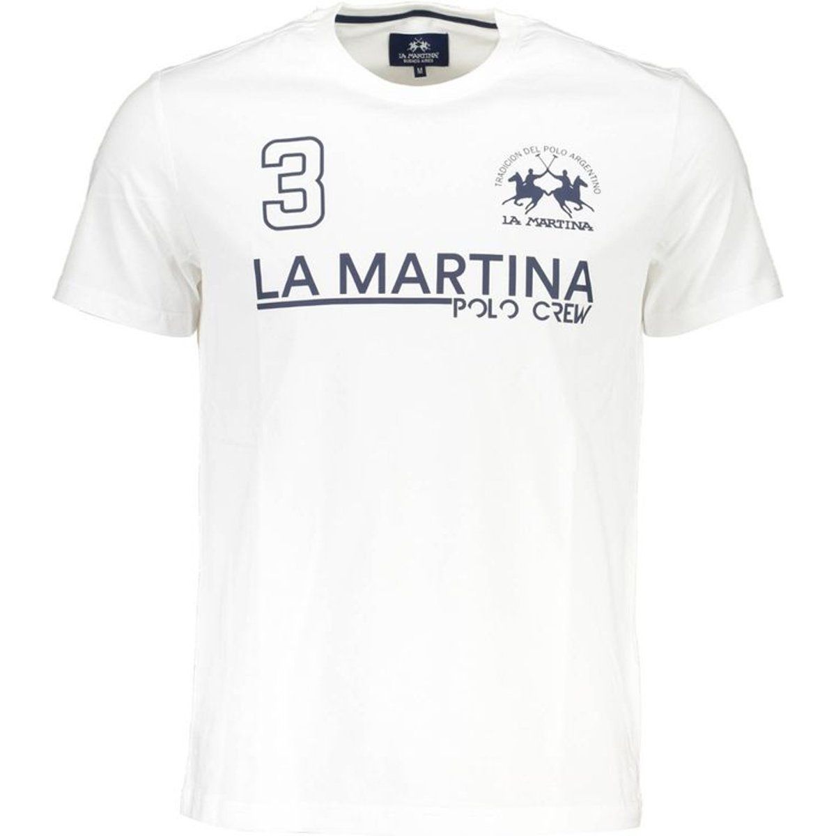 La Martina Weißes Baumwoll-Grafik-T-Shirt