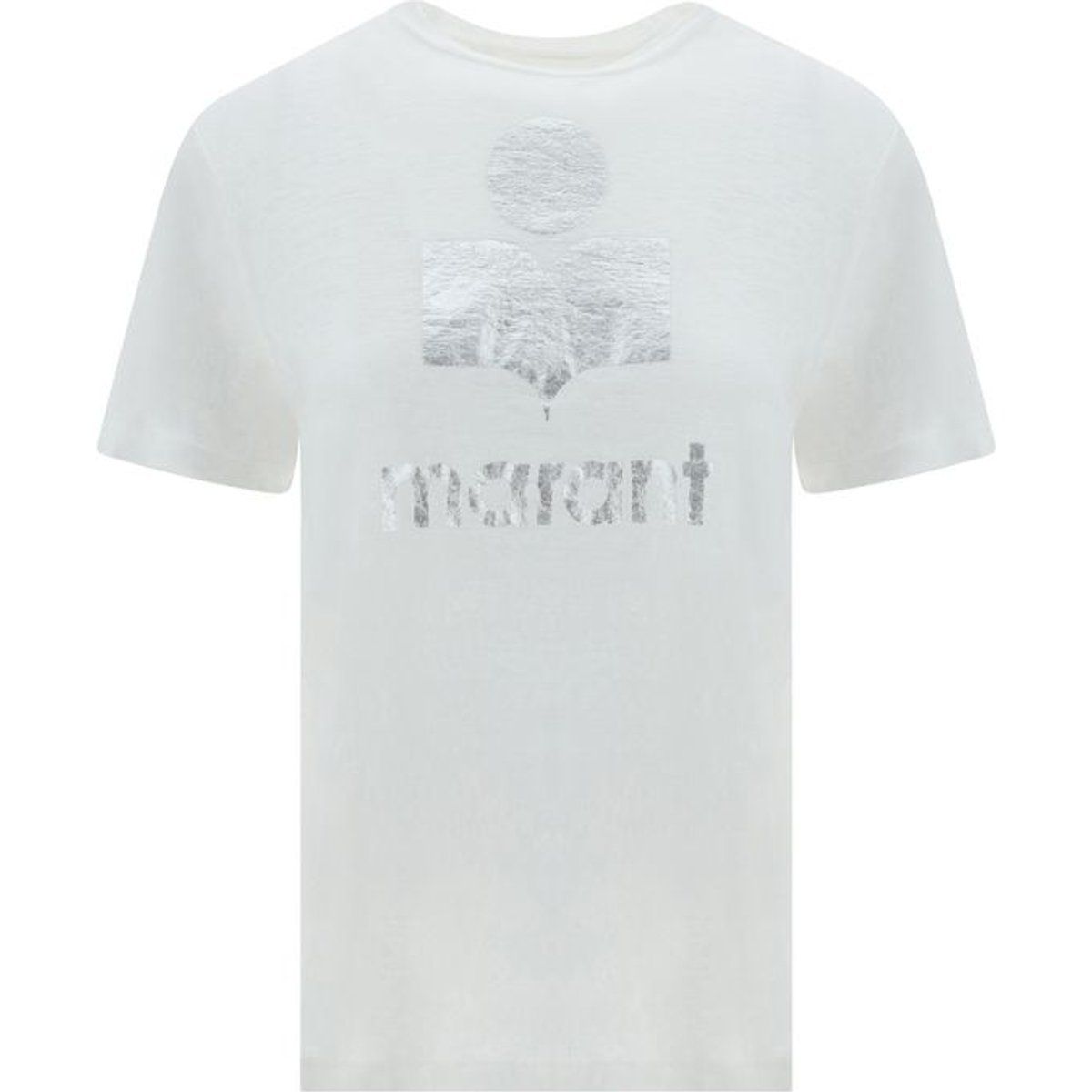 Weißes Leinen T-Shirt mit Logo