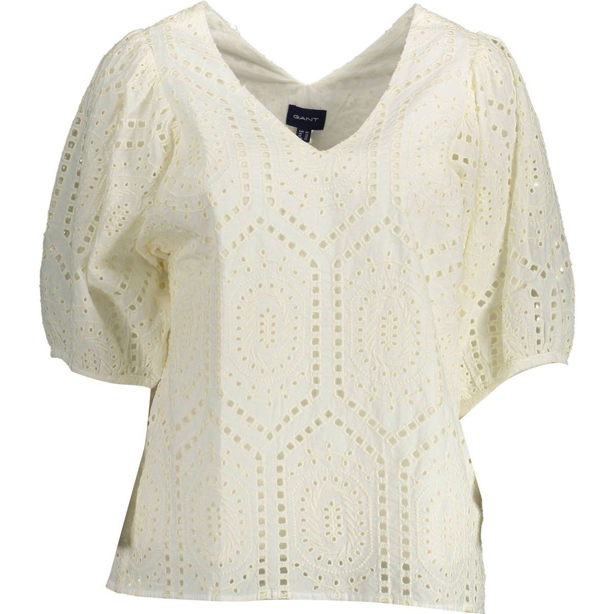 Ösenbestickte Bluse im Blumenstil
