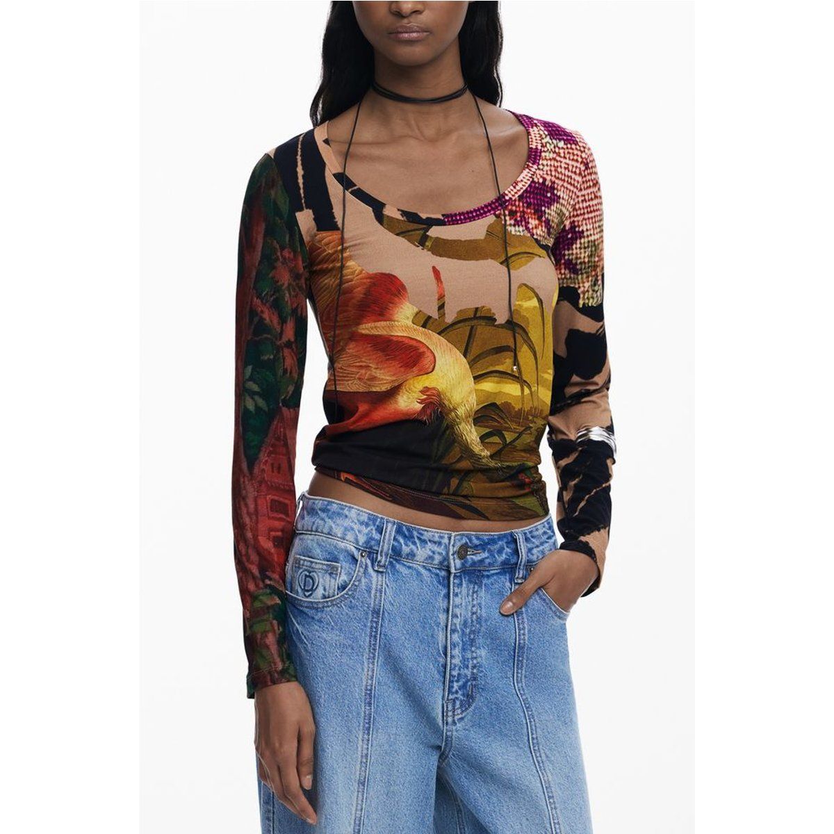 Langarmshirt mit Muster und Print