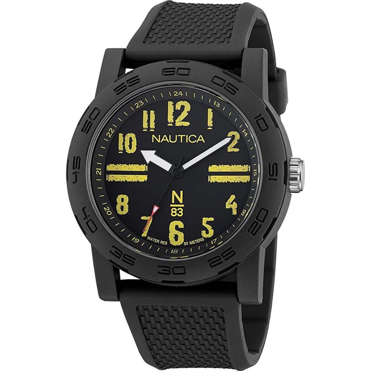 Schwarze analoge Sportuhr mit Silikonarmband