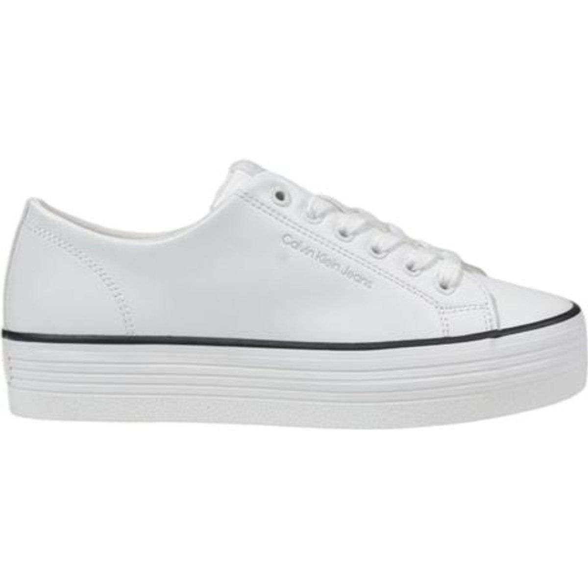 Leder-Plateau-Sneakers mit Schnürsenkeln