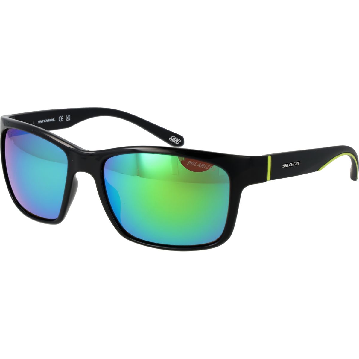Sonnenbrille mit quadratischem Rahmen und grünen Gläsern