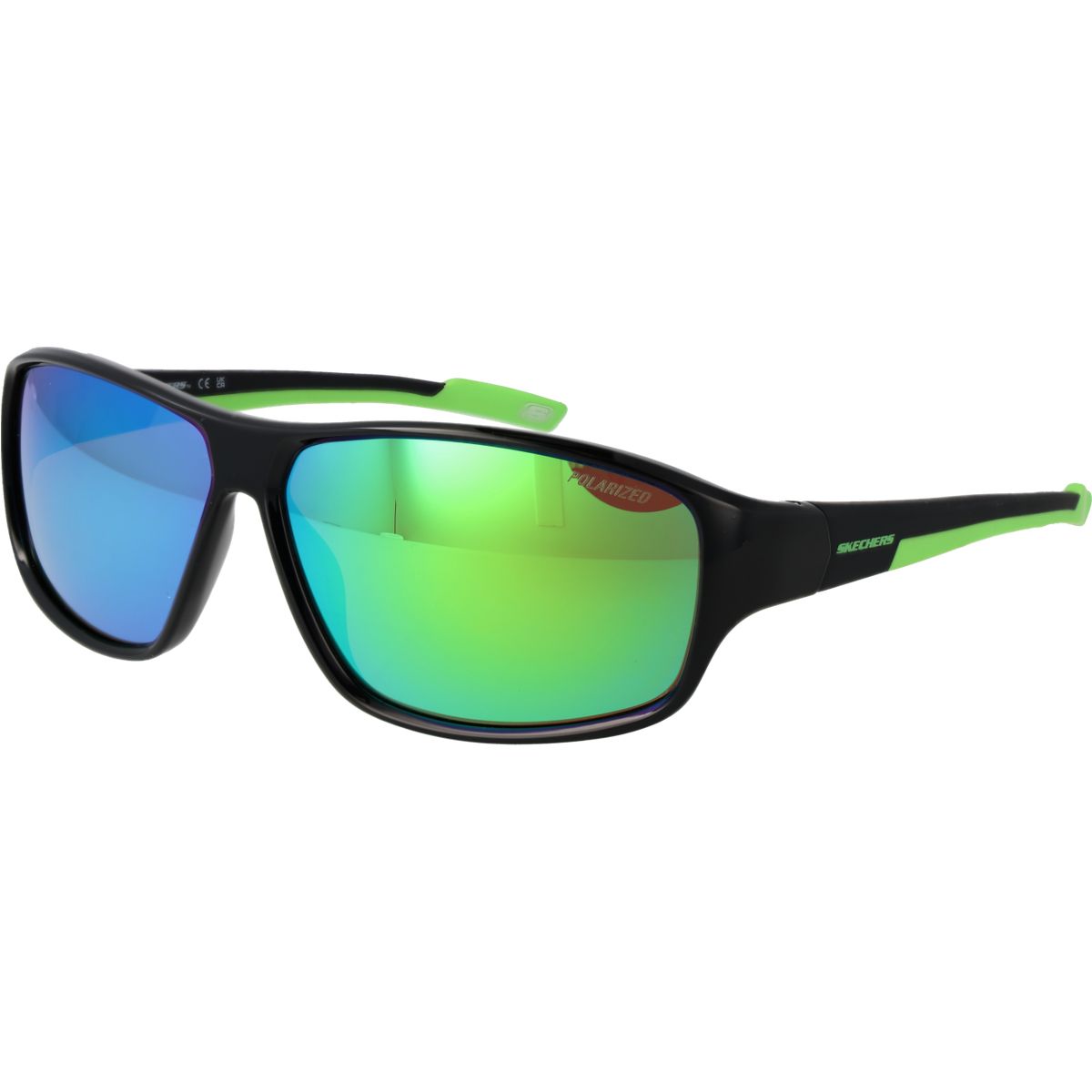 Sportliche schwarze Sonnenbrille mit grünen Akzenten