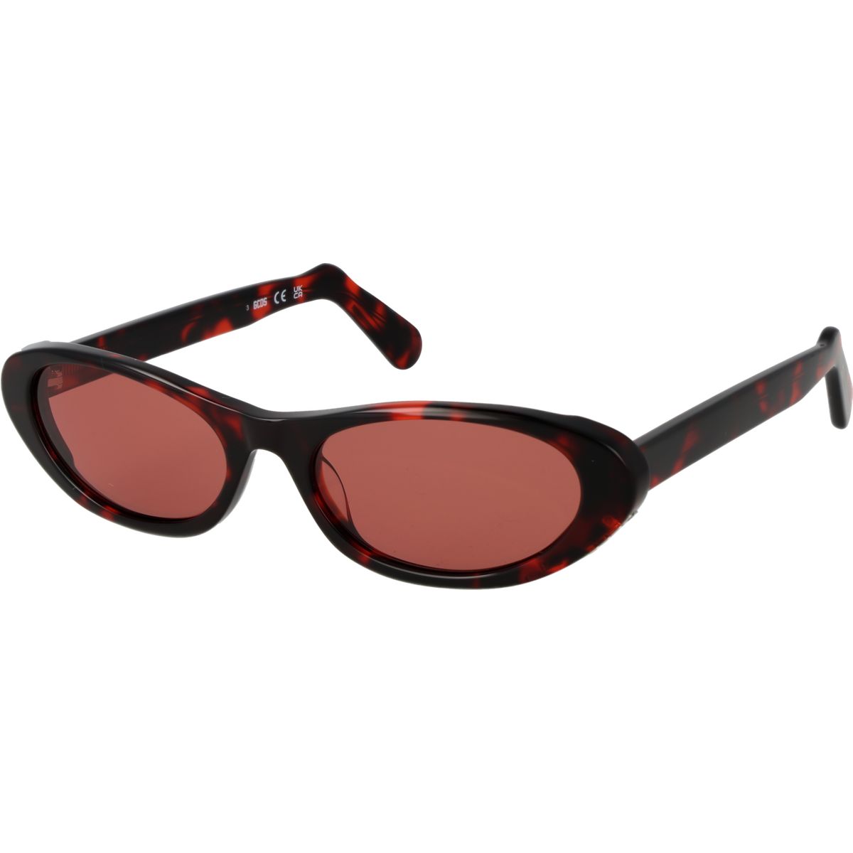 Ovale Schildpatt Sonnenbrille mit Rosafarbenen Gläsern