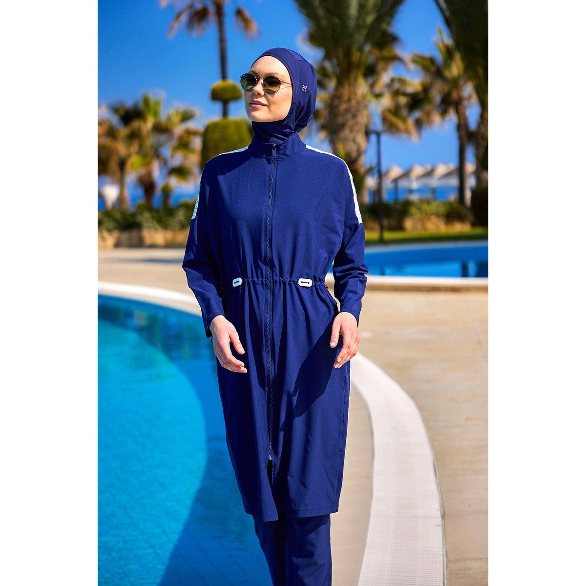 Ganzkörperbedeckender, bescheidener Burkini-Badeanzug