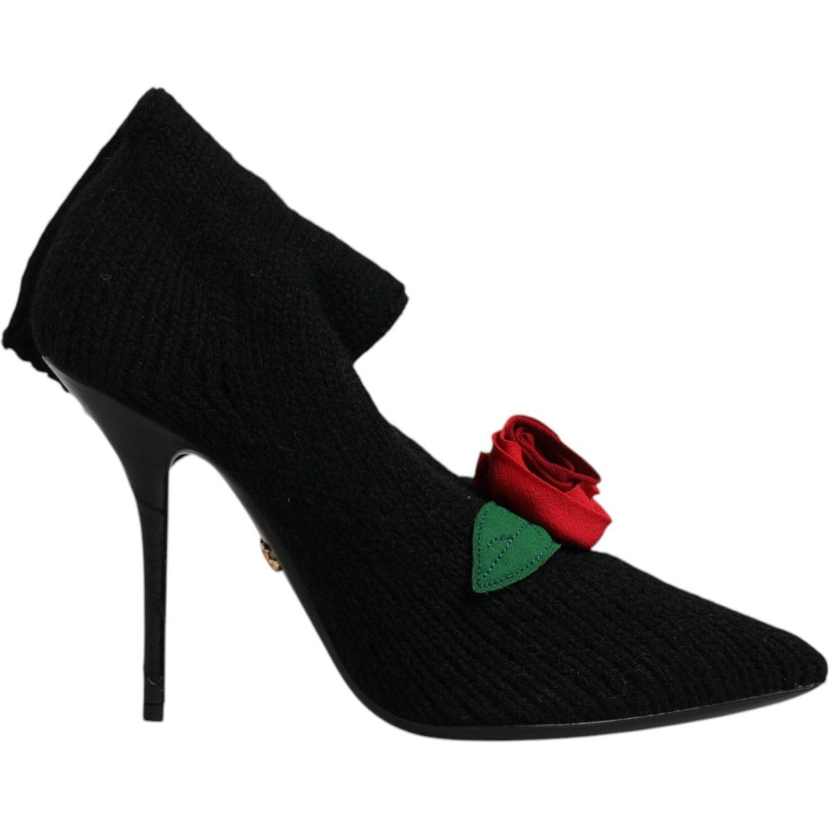Stiletto-Sockenstiefel mit Blumenapplikation