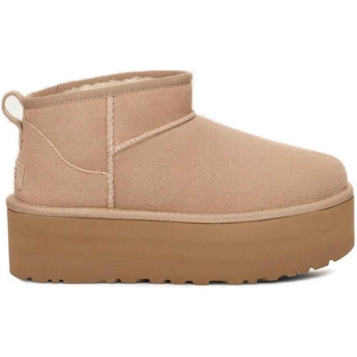 Beiger Wildleder Plateau Stiefelette