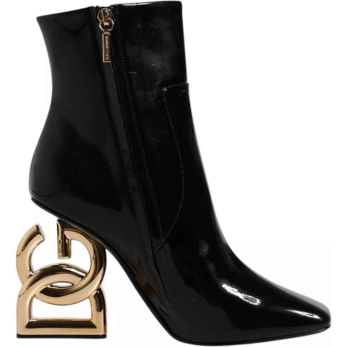 Dolce & Gabbana Schwarze Jackie Leder Stiefel in Halbhoher Form