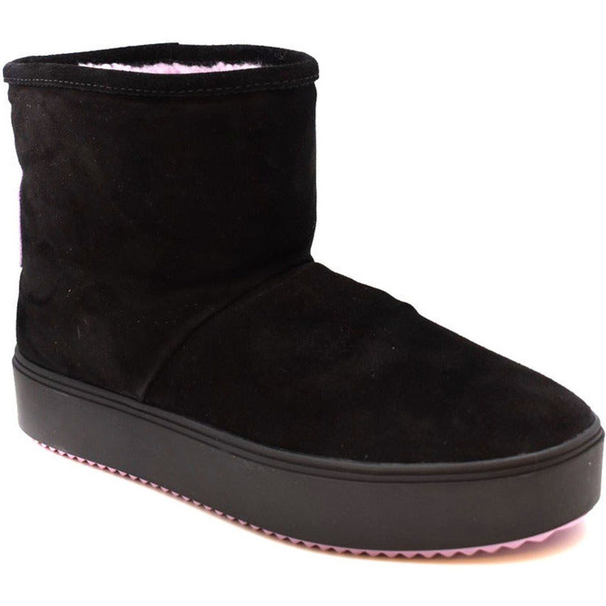 Schwarze Wildleder Plateau Stiefeletten