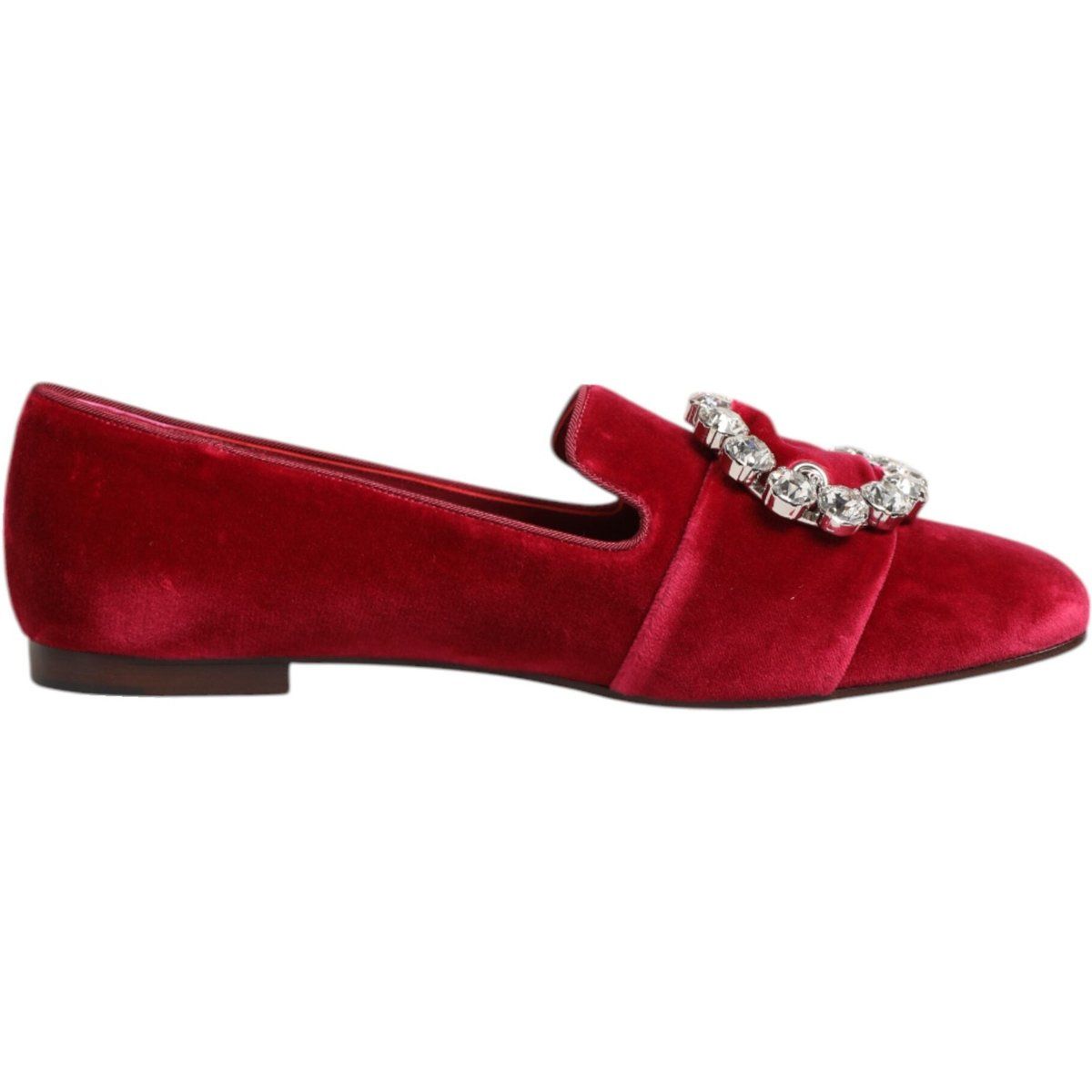 Samt-Loafer mit Kristallschnalle