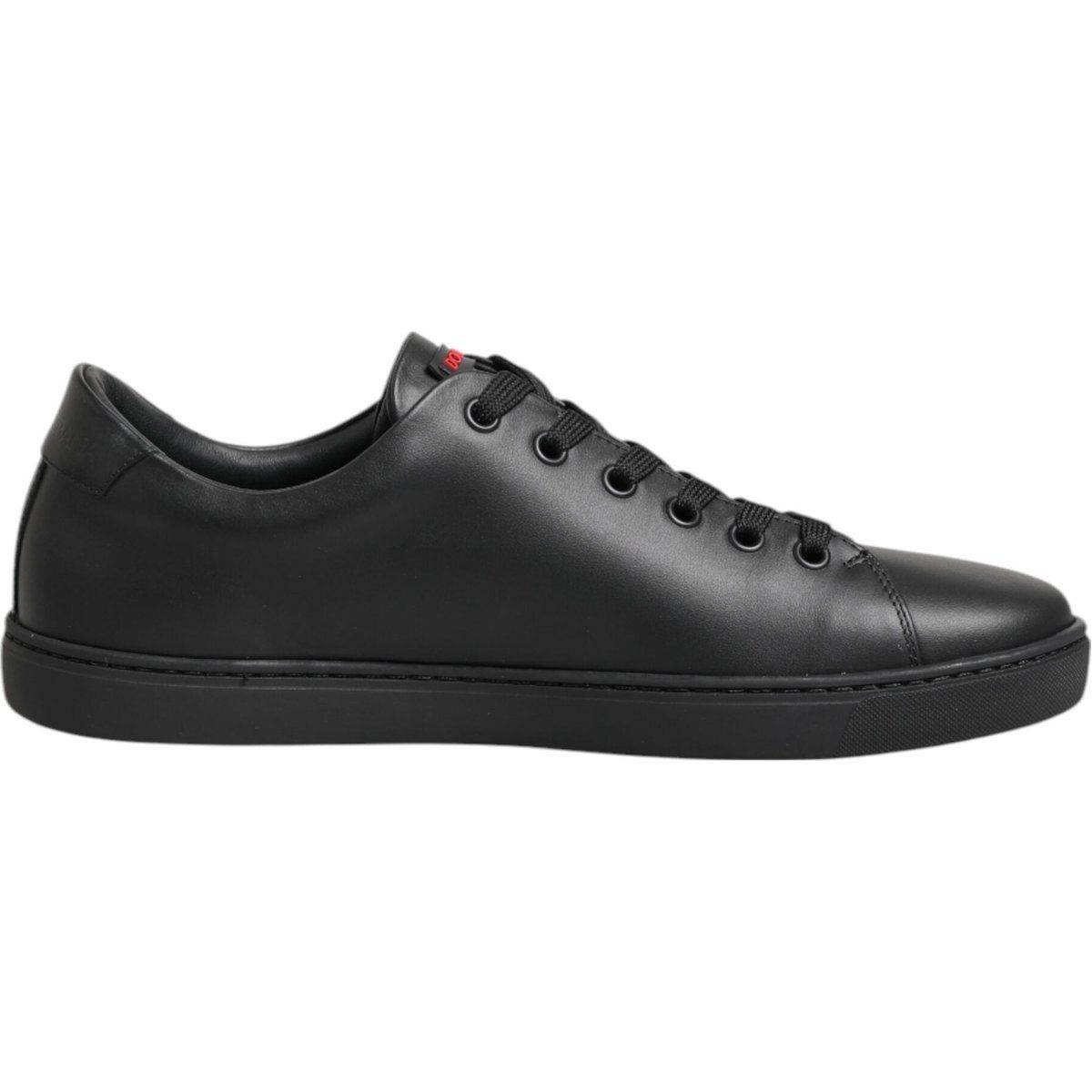 Schwarze Leder Low-Top Sneakers