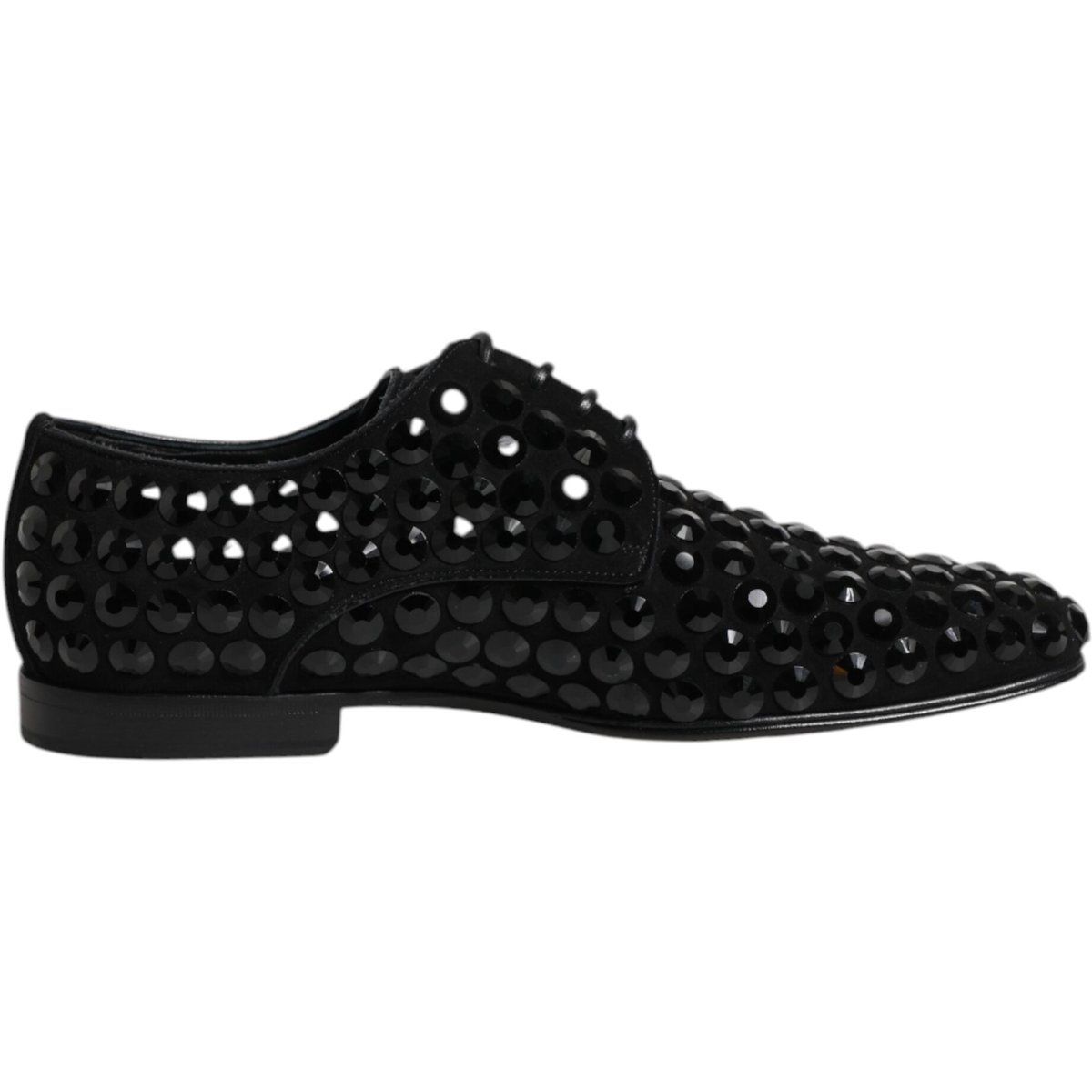 Dolce & Gabbana Schwarze Wildleder Strass Derby Schuhen