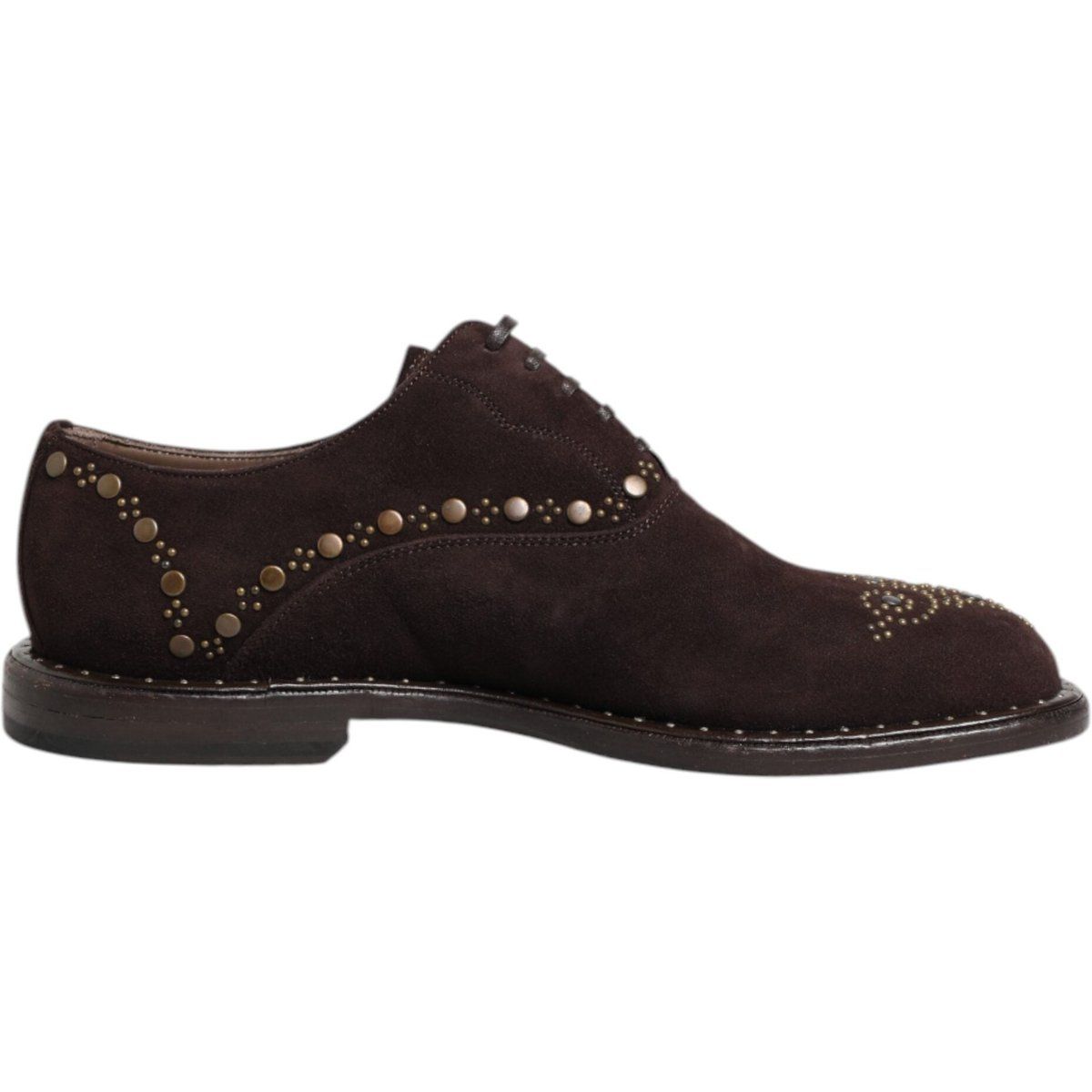 Braune Oxford-Schnürschuhe aus Wildleder mit Nieten