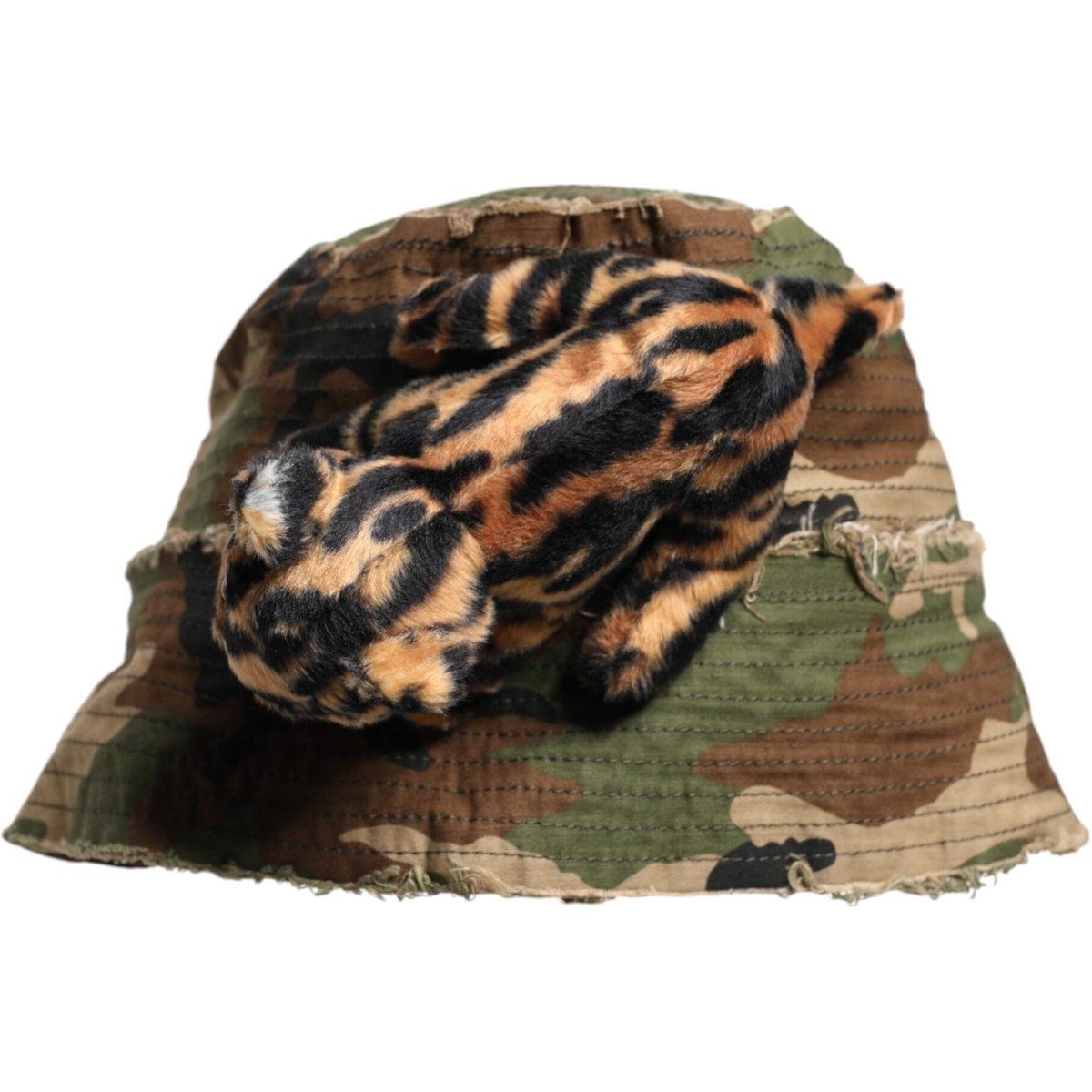 Camouflage-Anglerhut mit Leoparden-Verzierung