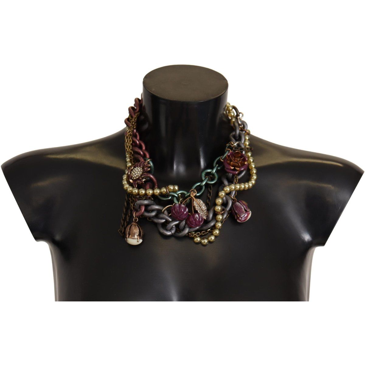 Dolce & Gabbana Gold Brass Sizilien Blumen Kristall Statement Halskette