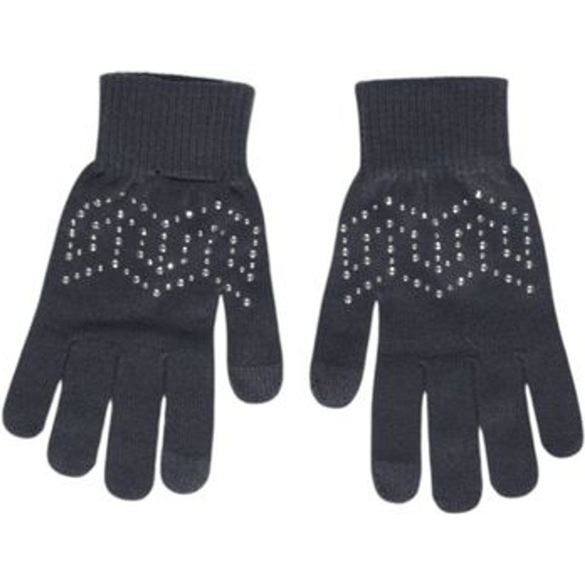 Graue Strickhandschuhe mit Pailletten