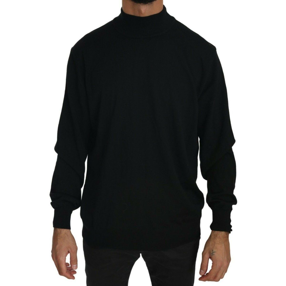 Schwarzer Rollkragenpullover aus Wolle für Herren