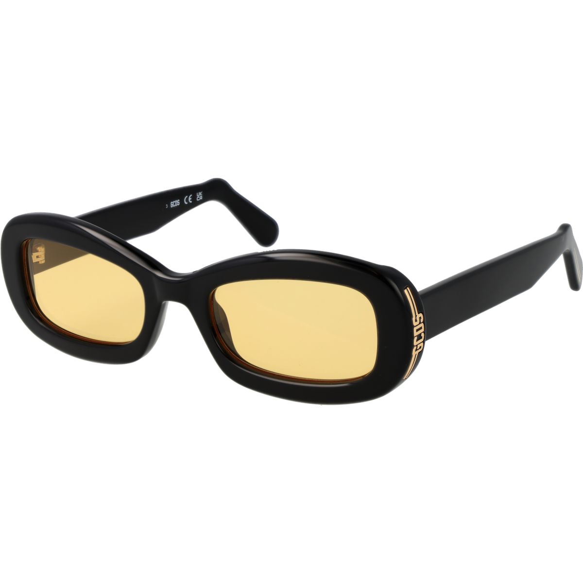 Sonnenbrille mit rechteckigem Rahmen und gelben Gläsern