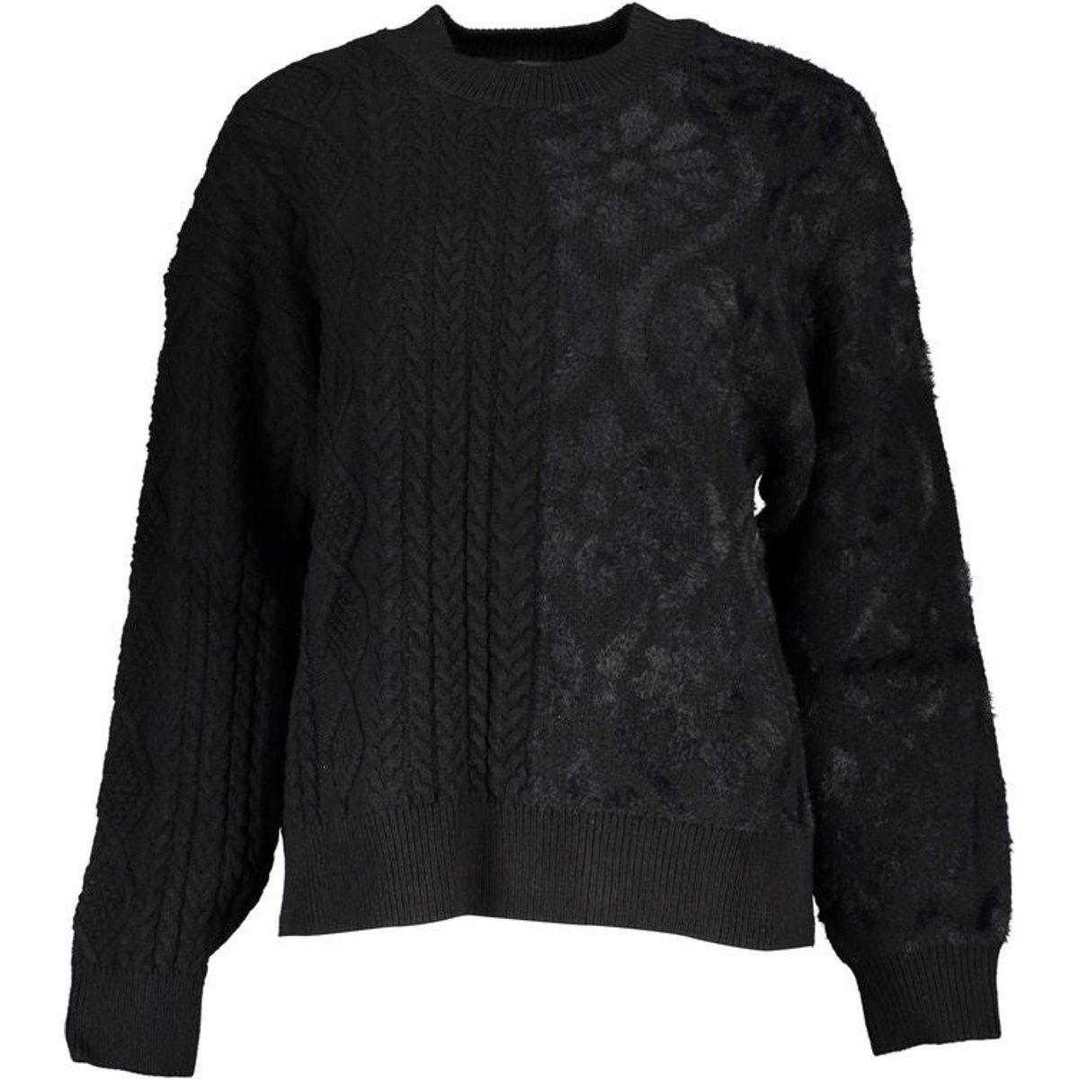 Gemusterter Rundhals-Pullover aus Baumwollmischung