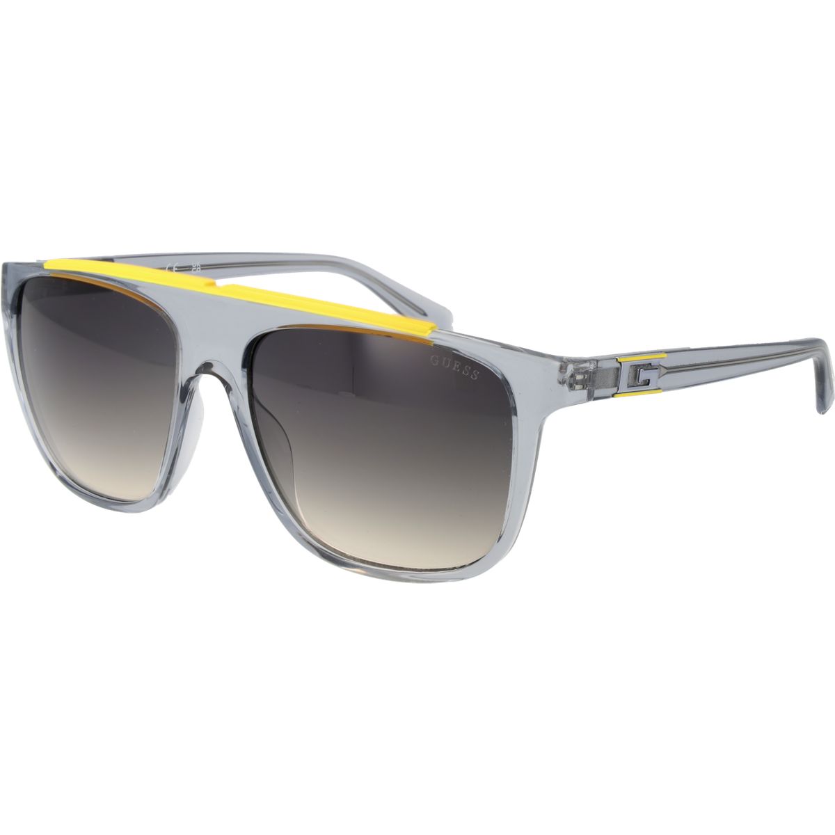 Quadratische Sonnenbrille mit gelben Details