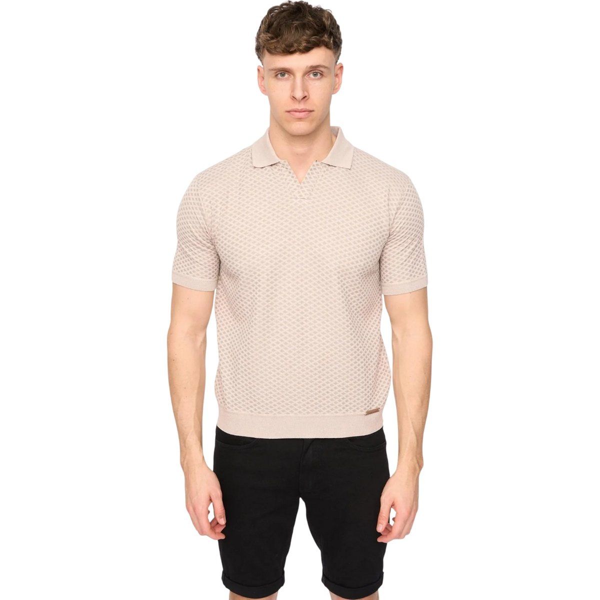 Herren Kurzarm Poloshirt mit Textur