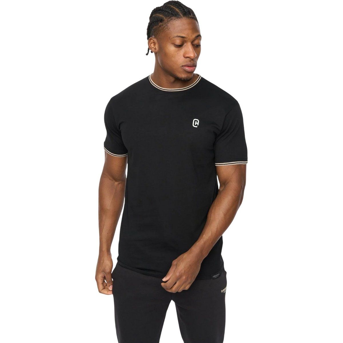 Herren T-Shirt mit Kontrastbesatz und Rundhalsausschnitt