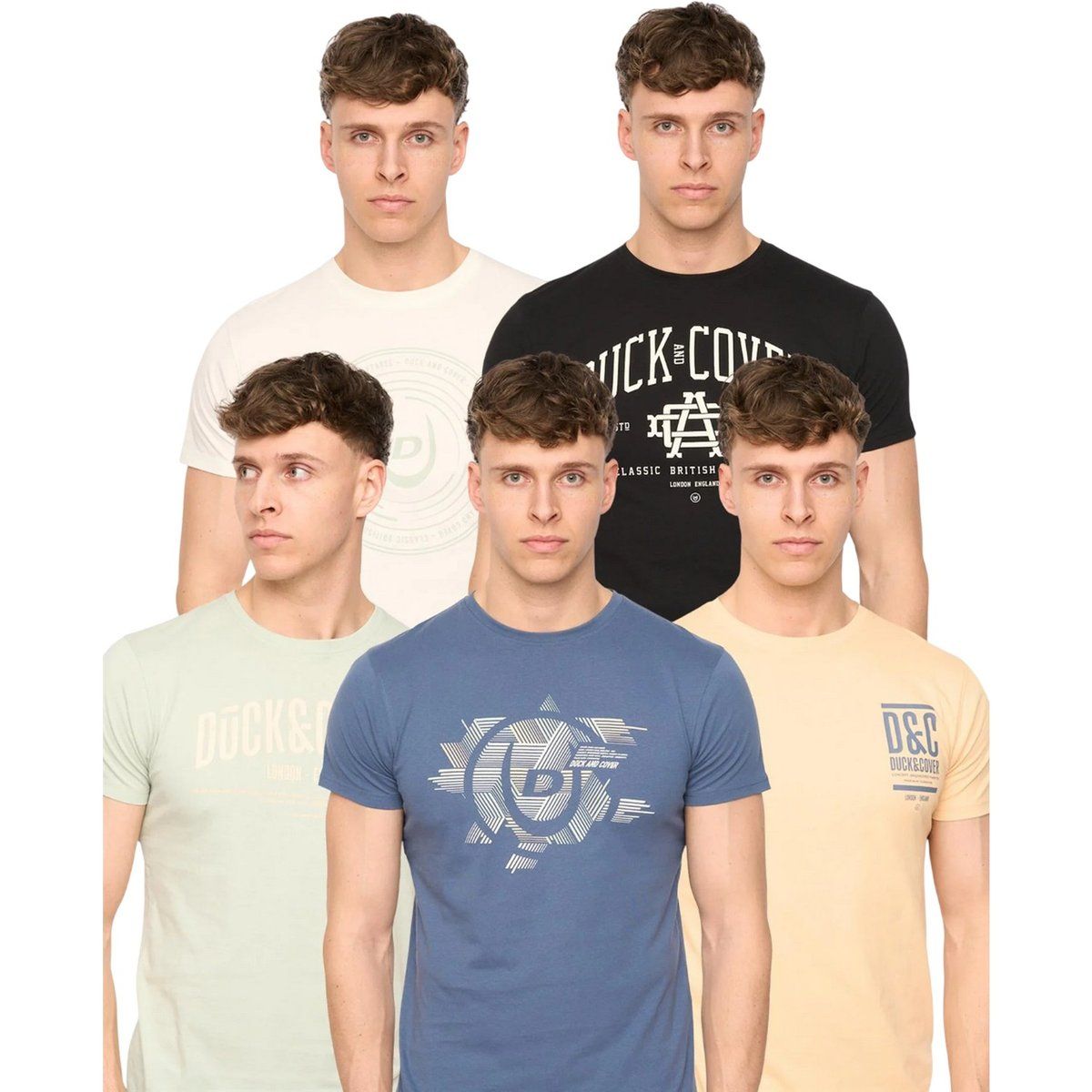 Duck and Cover - "Haltecks" T-Shirt für Herren (5er-Pack) (Bunt)