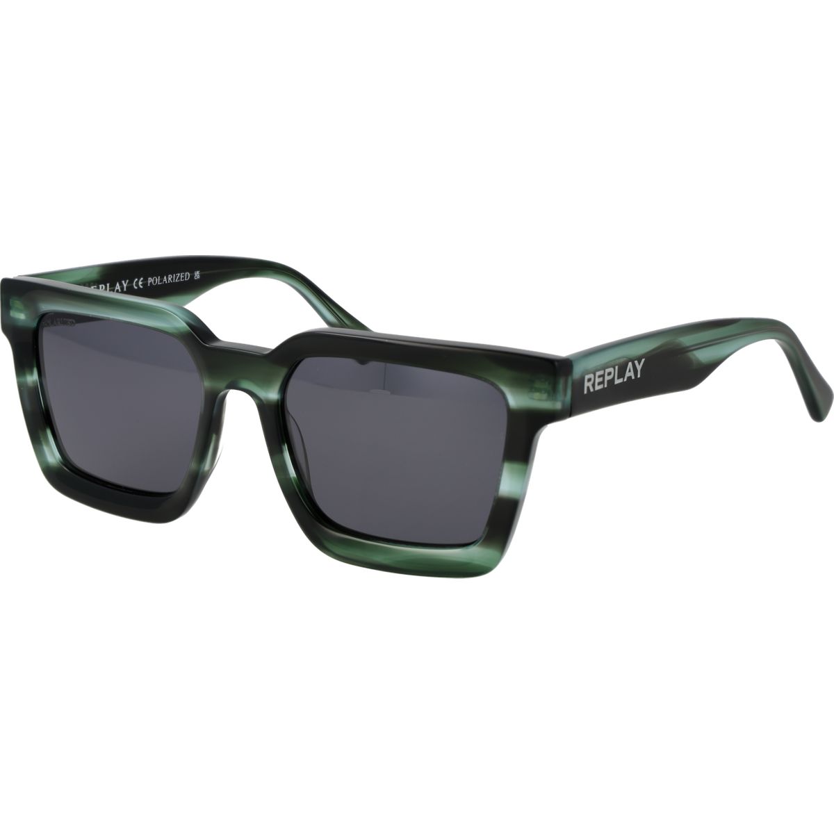 Quadratische Sonnenbrille mit grünem Acetatrahmen