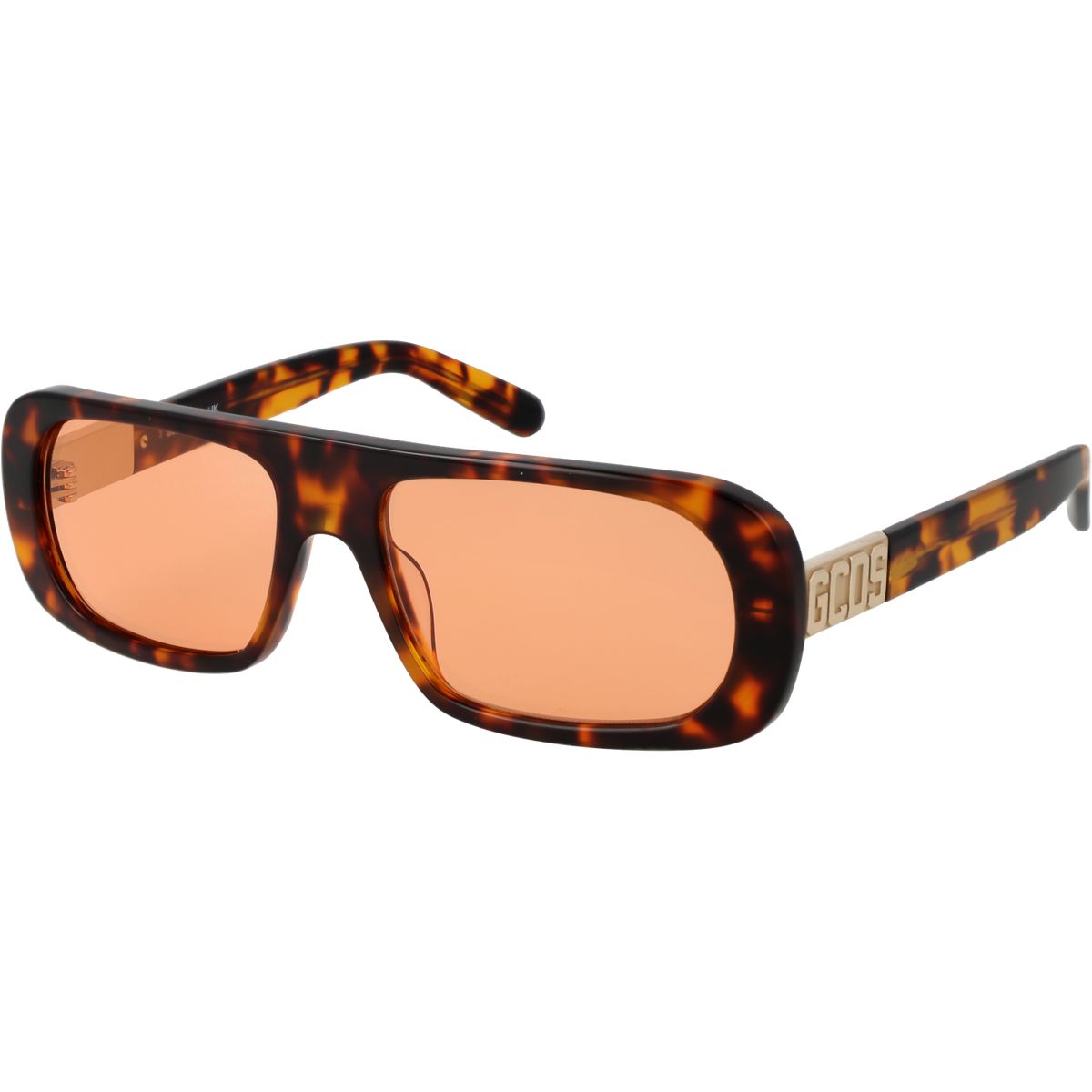 Retro Rechteckige Sonnenbrille mit Orangefarbenen Gläsern