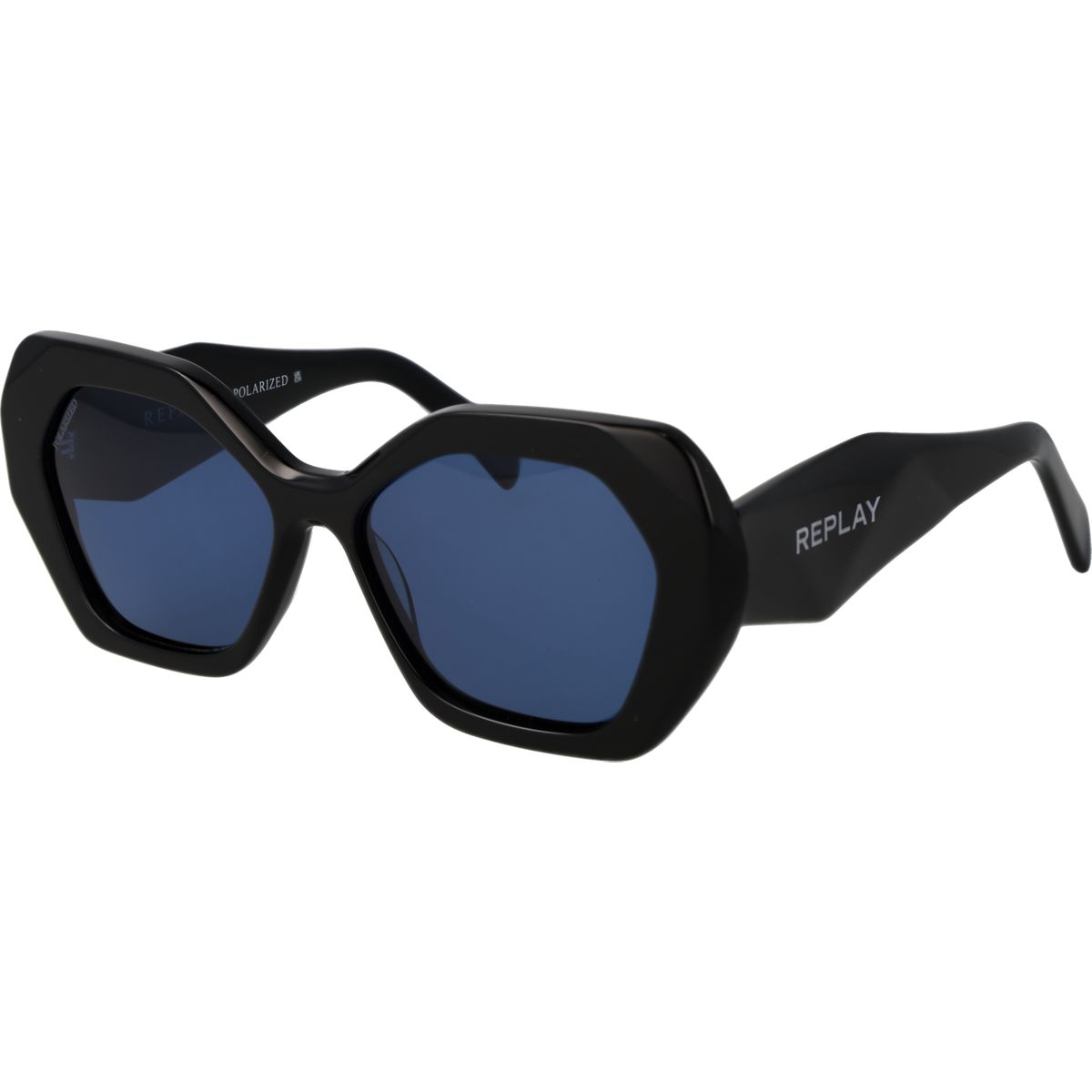 Geometrische Butterfly Sonnenbrille mit blauen Gläsern