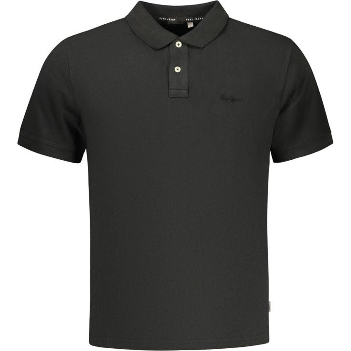 Schwarzes Baumwoll-Poloshirt für Herren, Uni