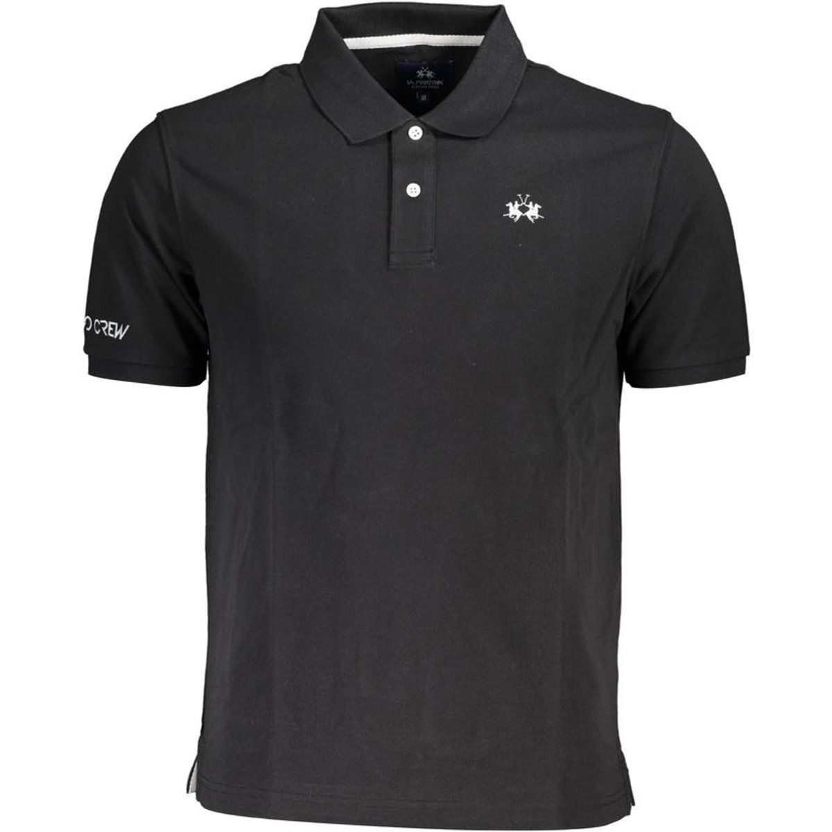Schwarzes Baumwoll-Polohemd für Herren, kurze Ärmel