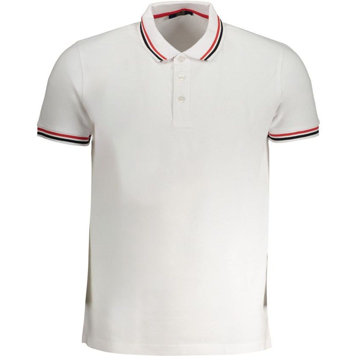 Weißes Baumwoll-Poloshirt mit Zierleiste