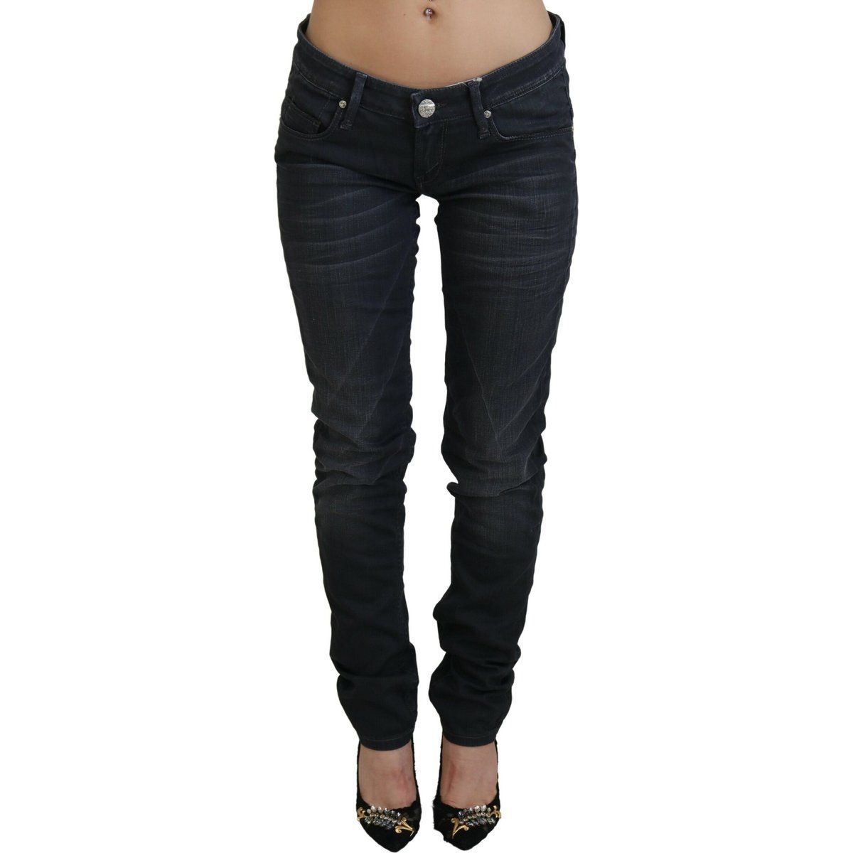 Hüftnahe Skinny Jeans mit Whiskering-Effekt