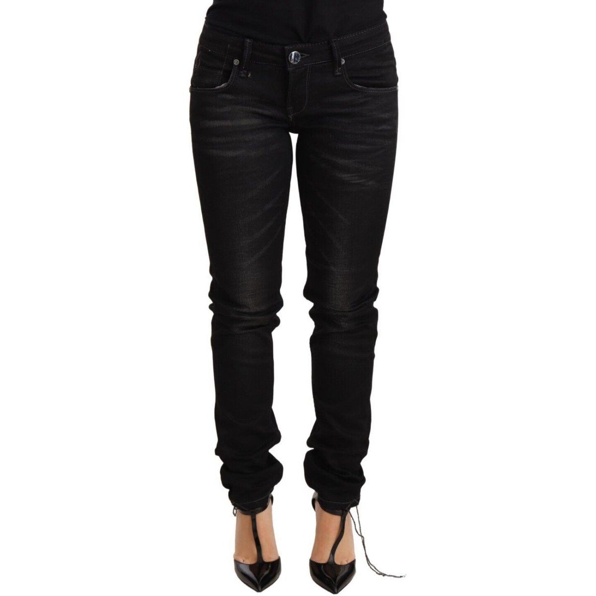 Damen Skinny Fit Schwarze Jeans